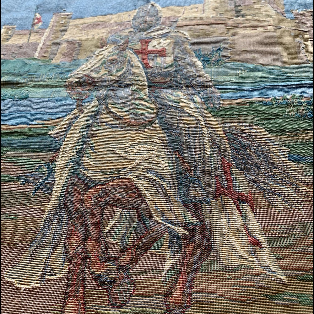 NWT Pillow case crusader knight Templar Belgian tapestry